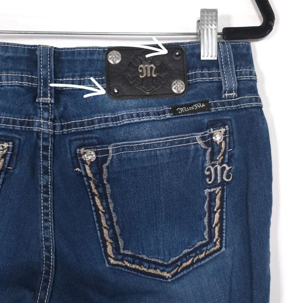 MISS ME Women's Jeans 30 Blue Midi Rise Skinny Stretch JSS408G
